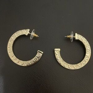 Express Textured Thick Hoop Earrings Shiny Gold‎